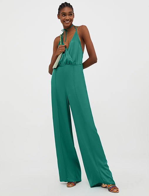 Satin palazzo jumpsuit - emerald green - MAX&Co.